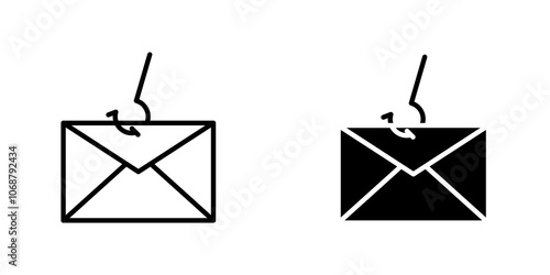 Email phishing icon symbol collection on white background.