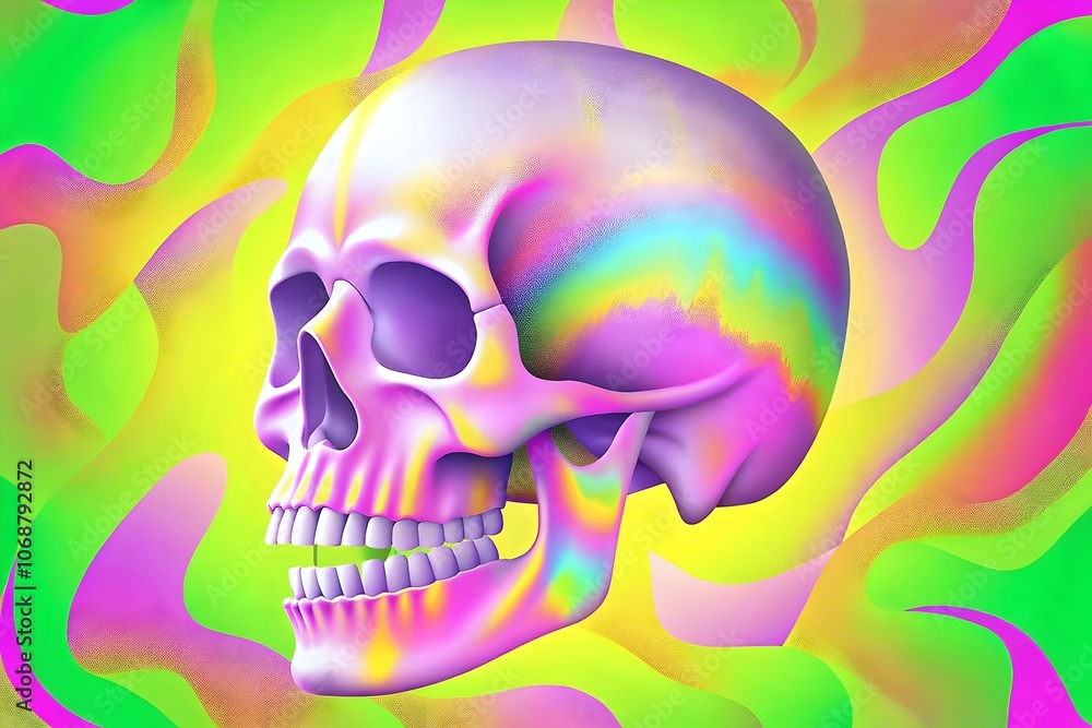Colorful Artistic Skull Design with Vibrant Abstract Patterns Colorful Artistic Skull Design with Vibrant Abstract Patterns