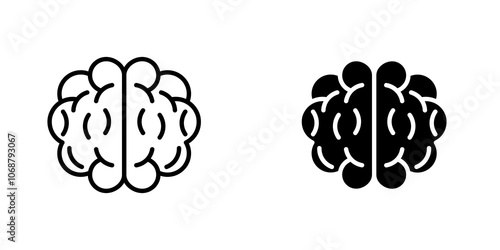 Human brain icon symbol collection on white background.