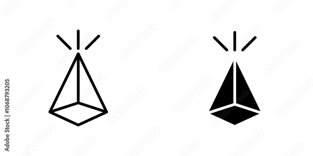 Prism icon symbol collection on white background. Prism icon symbol collection on white background.