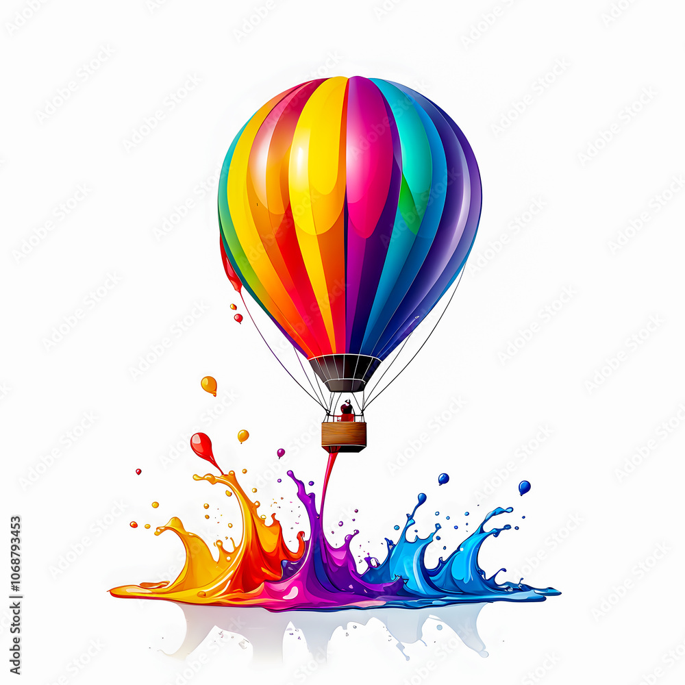 Obraz premium Illustration of Hot Air Balloon on white background.