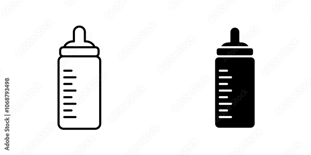 Baby milk bottle icon symbol collection on white background. Baby milk bottle icon symbol collection on white background.
