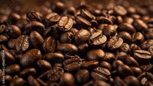 Wallpaper Mural Coffee roasted bean fly explosion, Coffee crushed float pouring mix with beans. Roasted Coffee bean splash explosion in mid Air. Black background Isolated selective focus blur Torontodigital.ca
