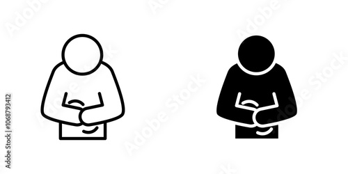 Stomachache icon symbol collection on white background.