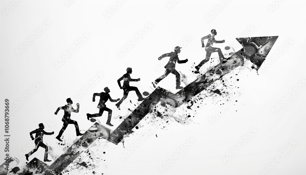 Obraz premium Ascending to Success: The Motivational Journey of Gamma People in Collage Artwork