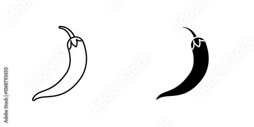 Chili icon symbol collection on white background.