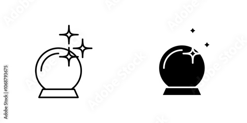 Crystal ball icon symbol collection on white background.