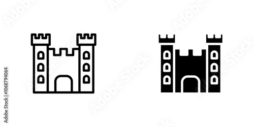 Castle icon symbol collection on white background.