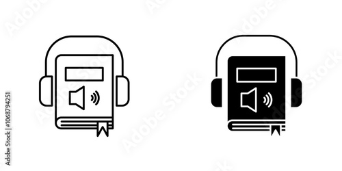 Audio book icon symbol collection on white background.