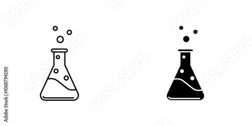 Beaker icon symbol collection on white background.