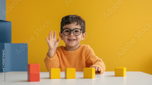 Blind child using tactile educational toys