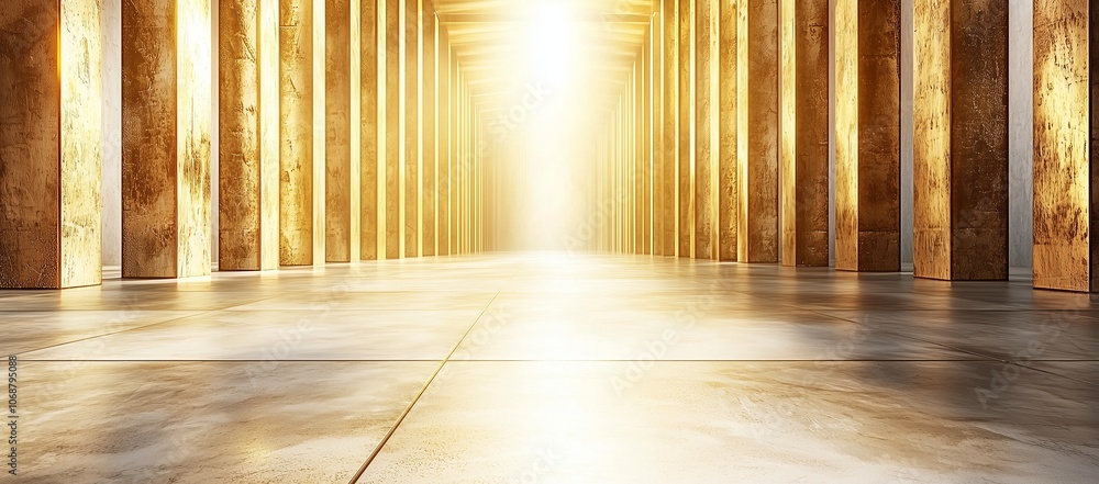 Golden Illuminated Hallway with Dramatic Lighting, Combining Luxury and Futuristic Design, Perfect for Elegant Advertisements, Banners, and Modern Backgrounds Golden Illuminated Hallway with Dramatic Lighting, Combining Luxury and Futuristic Design, Perfect for Elegant Advertisements, Banners, and Modern Backgrounds