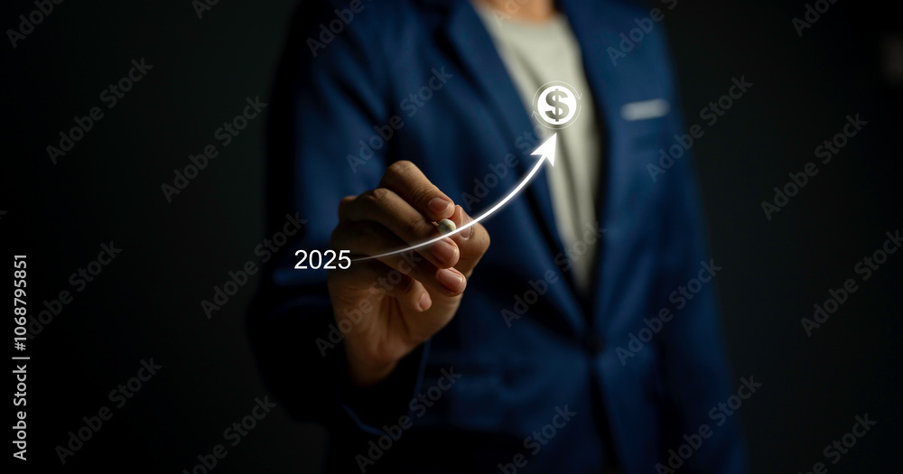 The dollar sign up arrow. the rising dollar value as a result of rising interest rates. business finance,currency exchange, investment and Finance growth.