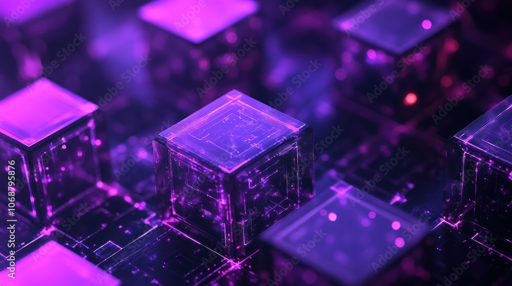 Abstract Composition of Illuminated Cubes Abstract Composition of Illuminated Cubes