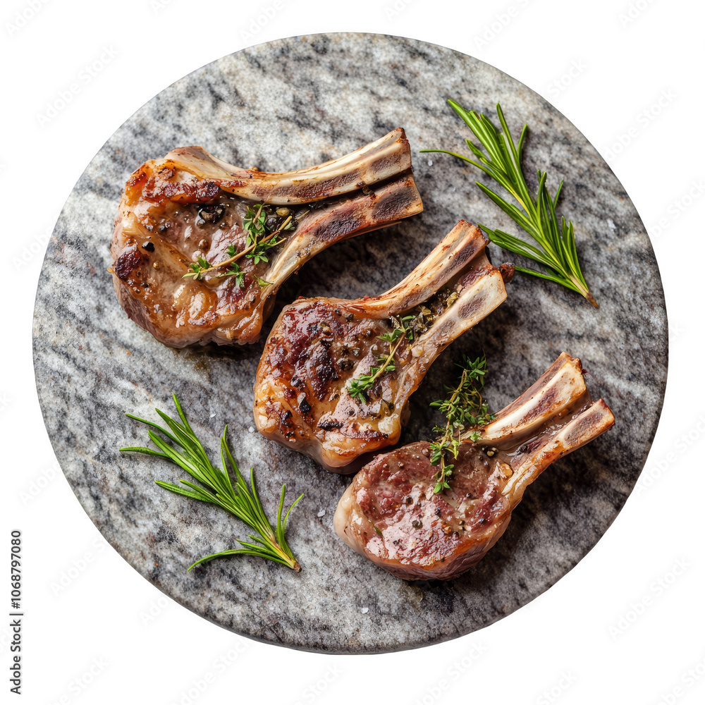 grilled lamb chops on a rounded granite plate grilled lamb chops on a rounded granite plate