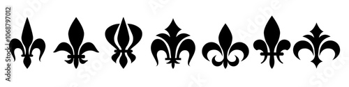 Fleur de lis - french heraldic medieval symbols. Vector elements isolated on white.