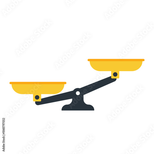 Weighing scales with gold plates - symbol of balance. Vector illustration.