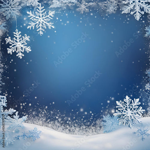 Blue Winter Background with snowflakes