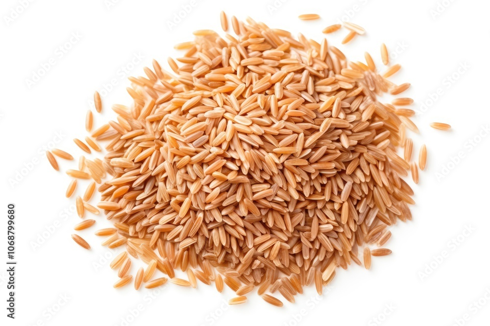 Brown rice isolated top view Brown rice isolated top view