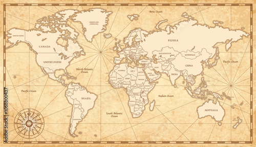 Vintage Vector Map of the world