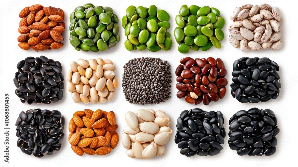 Assorted variety of beans on a white isolated background Assorted variety of beans on a white isolated background