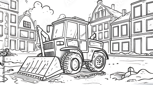 Wallpaper Mural earthmover art outline illustration without color Torontodigital.ca
