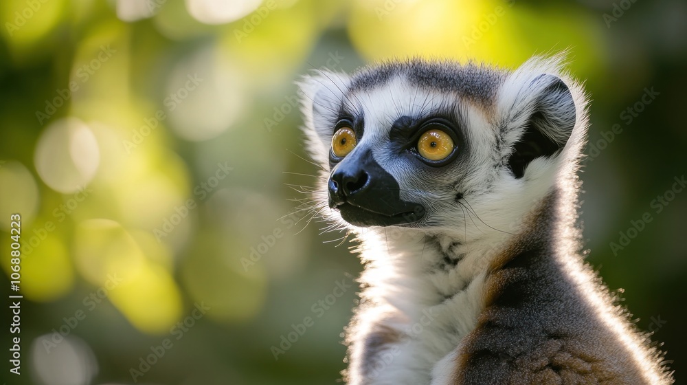 Obraz premium Curious Lemur Gazing Into the Sunlight