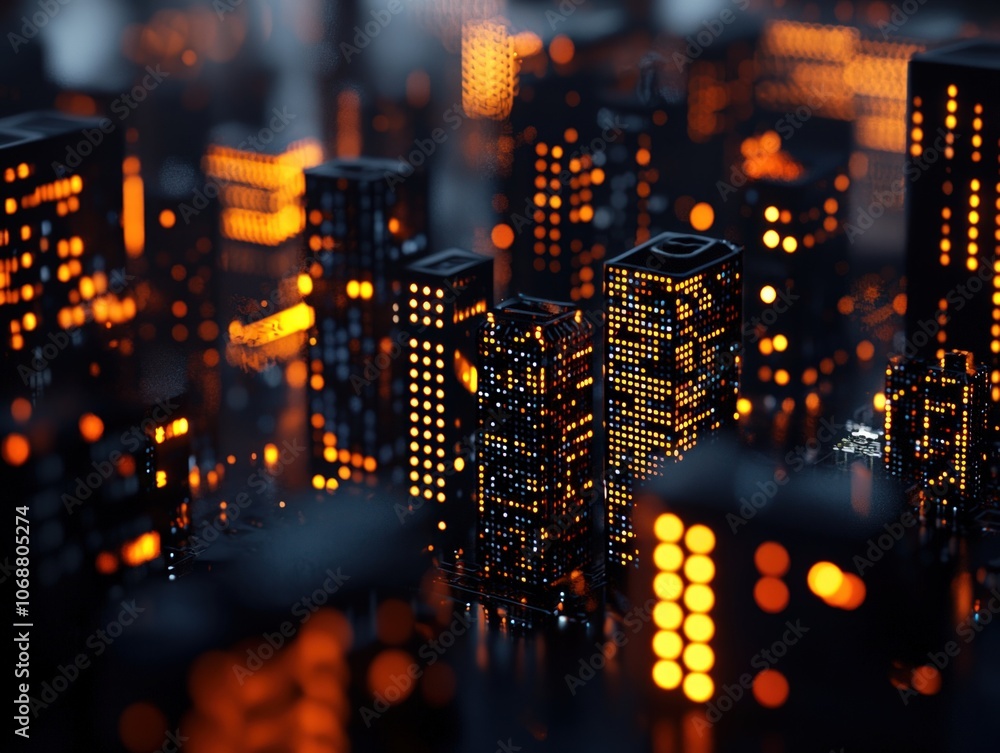 Obraz premium Explore the Vibrant Nightlife of a Modern Cityscape