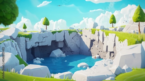 Sinkhole formation revealing deep collapse in an ancient marble quarry geological phenomenon