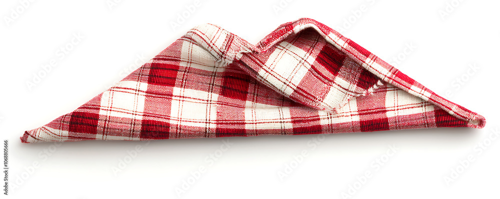 Folded red and white plaid cloth isolated on white background Folded red and white plaid cloth isolated on white background