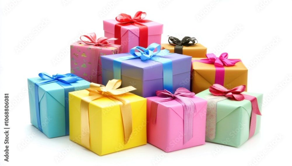 Naklejka premium Close-up of gift boxes with sparkly bokeh lights in background