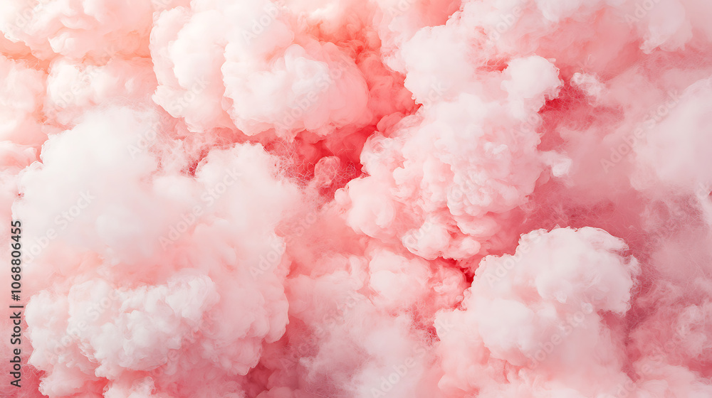 Soft pink clouds floating in sky like cotton candy Soft pink clouds floating in sky like cotton candy
