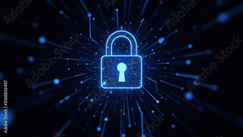 Wallpaper Mural Cybersecurity icon featuring a lock and digital effects. Torontodigital.ca