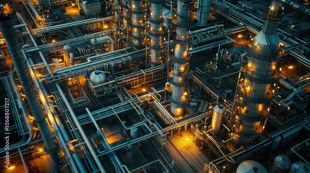 An early morning aerial view of an oil refinery in Southampton, UK An early morning aerial view of an oil refinery in Southampton, UK