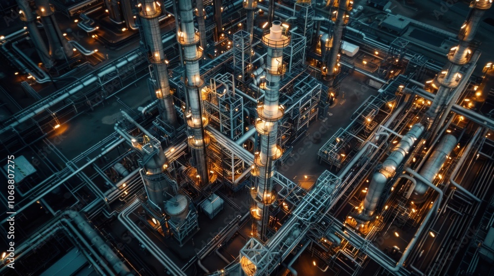 An early morning aerial view of an oil refinery in Southampton, UK An early morning aerial view of an oil refinery in Southampton, UK