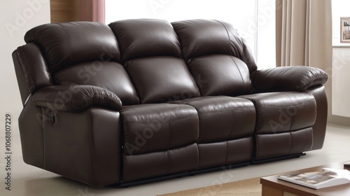 Dark Brown Leather Recliner Sofa
