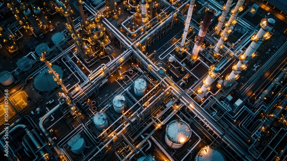An early morning aerial view of an oil refinery in Southampton, UK An early morning aerial view of an oil refinery in Southampton, UK