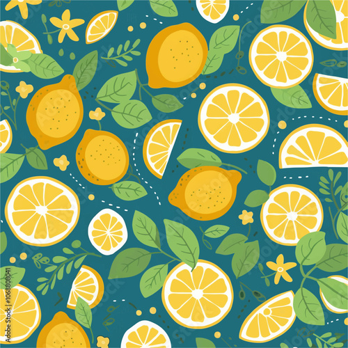 seamless background with lemon