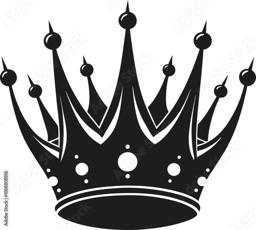 Royal Spiked Crown Silhouette Vector Illustration