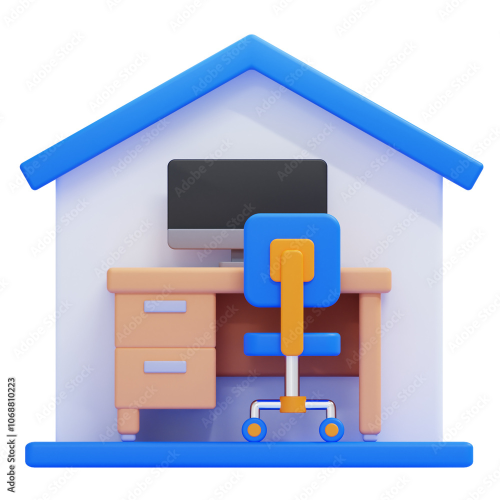 PNG 3D home office icon isolated on a white background PNG 3D home office icon isolated on a white background