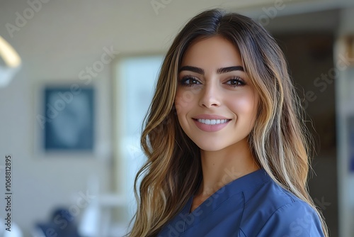 Confident Female Medical Professional Smiling in Office