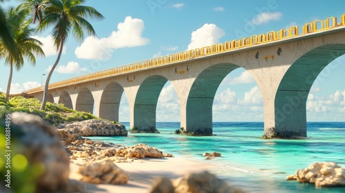 Aruba land bridge showcasing structural integrity before hurricane damage towering at 25 feet high and 100 feet long photo