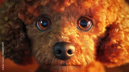 Close up of a poodle s face showing signs of eye allergies highlighting its concerned expression and fur texture photo