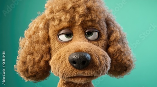 Close up of a poodle s face showing signs of eye allergies highlighting its concerned expression and fur texture photo