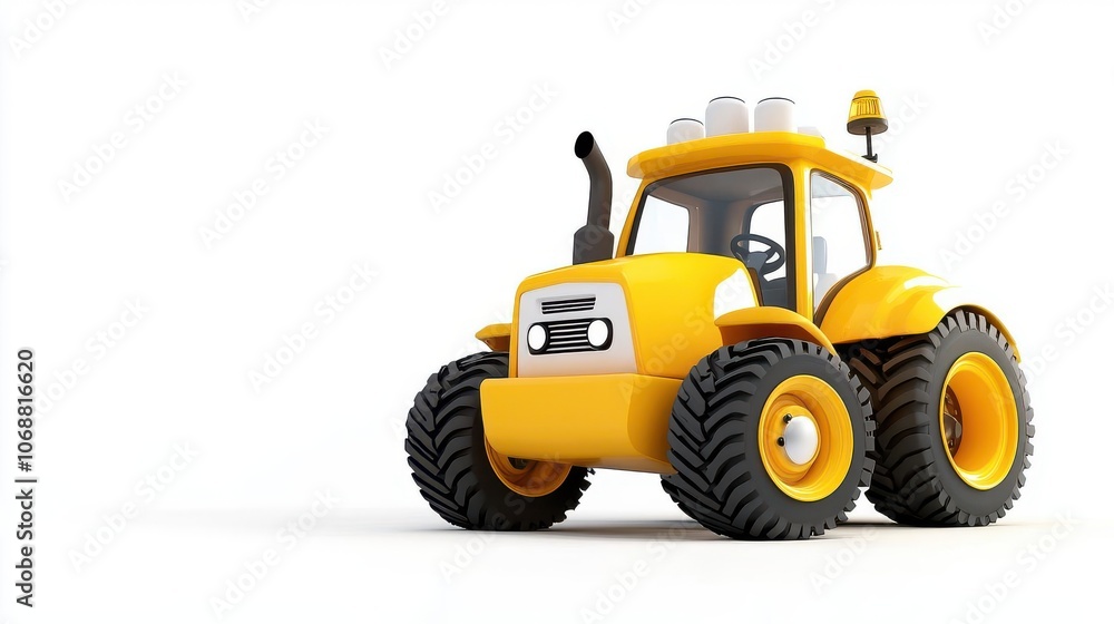 Bright yellow cartoon tractor on a white isolated background. Bright yellow cartoon tractor on a white isolated background.