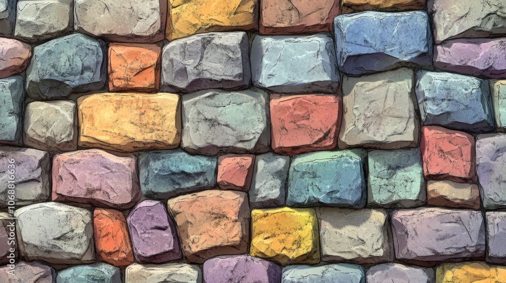 Close up of textured exterior wall featuring rustic stonework and vibrant colors ideal for architectural design inspiration Close up of textured exterior wall featuring rustic stonework and vibrant colors ideal for architectural design inspiration