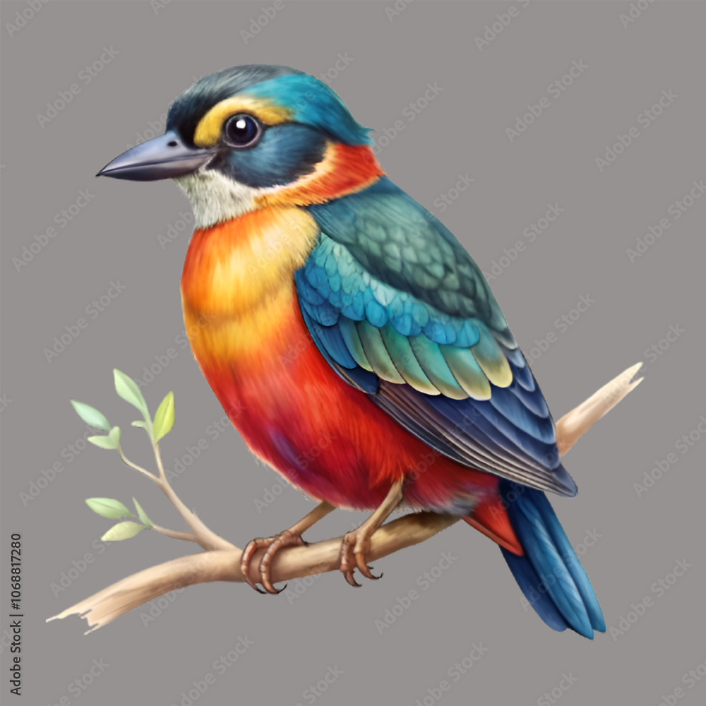 Fototapeta premium Free Vector Colorful beautiful bird in a white background