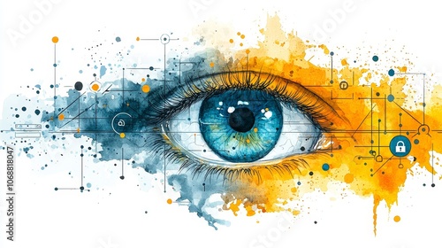 the Intriguing World of Vibrant Watercolor Art Featuring a Stunning Eye Iris Scan