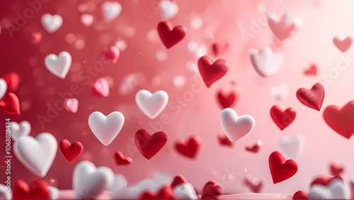 Classic Background for Valentine's Day: White and Red Hearts on a Pink Background