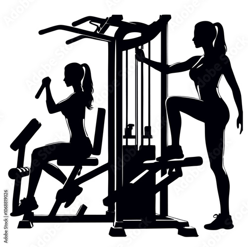 Fitness woman workout gym sport silhouette 